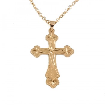 9ct gold 22 inch Cross Pendant with chain
